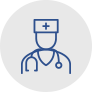 Medical malpractice law icon showing doctor with stethoscope