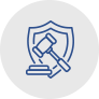 Premises liability personal injury law icon with shield and gavel