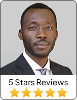 Image of Malick Djiba attorney with a 5.0-star review rating displayed below.