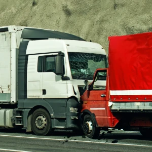 Commercial truck involved in a roadway accident