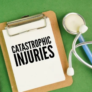 Clipboard and stethoscope labeled catastrophic injuries
